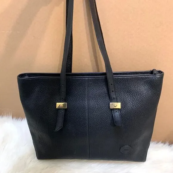 DOONEY & BOURKE Large Rare Vintage METRO Tote Black Pebbled All Weather Leather - Picture 8 of 16